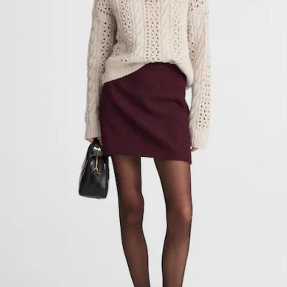 Madewell Boucle Mini Skirt Dark Cabernet Burgundy Red A-Line  NWT Size 0